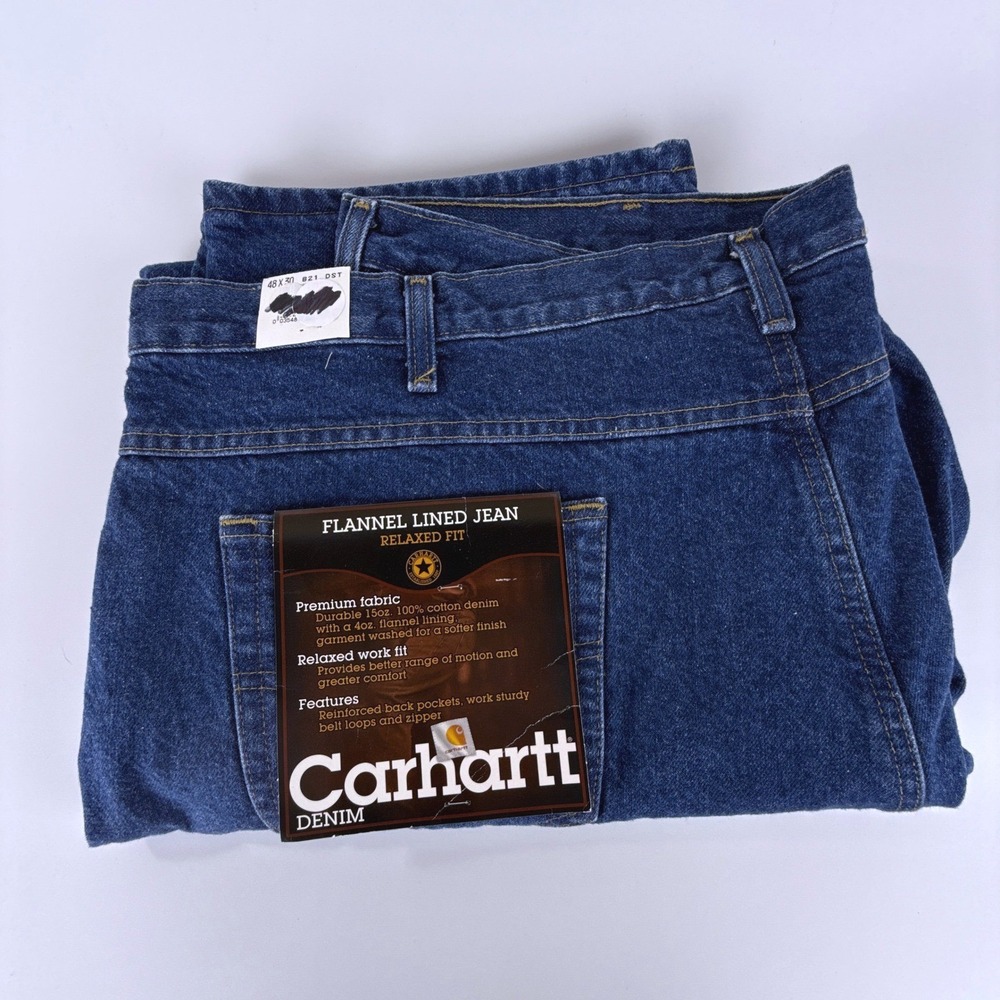 Carhartt Relaxed Fit Flannel Lined Denim Jeans Mens B21 DST 48x30 NWT NOS